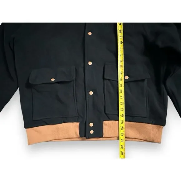 True Religion‎ Fleece Bomber Utility Jacket Mens Size L Jet Black $199